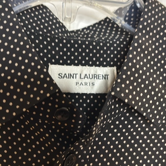 EUC SAINT LAURENT women’s black silk with tiny polka dots size 40 - Picture 3 of 8